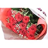 PURIZA バラ 花束 生花 赤 本数選べる 赤いバラ プロポーズ 誕生日 記念日 お祝い (10本 かすみ草あり)