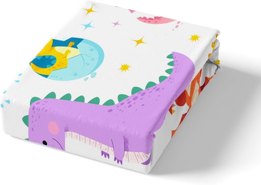 Colorful Dinosaur Kids Fitted Sheets Full Size,Cartoon Animals Bedding Set 3Pcs for Boys Teens Men Bedroom Decor,Flying Dragon Bed Sheet Cute Colorful Deep Pocket Sheet,2 Pillowcases