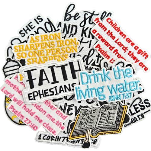 TACVEL 11Pcs Christian Iron on Patches, Bible Verse Faith Motivational Quotes Embroidered Sew on/Iron on Applique Patches for Clothes, Hats, Backpacks, Jackets, Bags