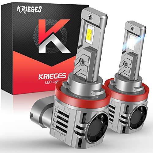 Krieges Fahren 2023 Newest H11/H9/H8 Led Headlight Bulbs, 500% Brighter 18000Lm Wireless 1:1 Size H11 Led Bulb Halogen Replacement, 6500K Cool White, Canbus Ready, Plug And Play, Pack Of 2 #TOP4