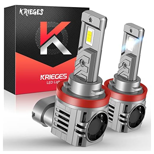 Krieges Fahren 2023 Newest H11/H9/H8 LED Headlight Bulbs, 500% Brighter 18000LM Wireless 1:1 Size H11 LED Bulb Halogen Replacement, 6500K Cool White, CANbus Ready, Plug and Play, Pack of 2