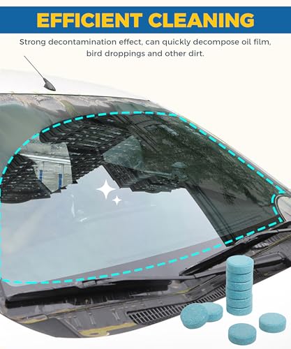 UBOG 50PCS Windshield Washer Fluid,Windshield Washer Tablets,Car Accessories Windshield Washer Fluid Concentrate,Car Windshield Washer Fluid,Automotive Glass Cleaner,Use for Remove Windshield Stains