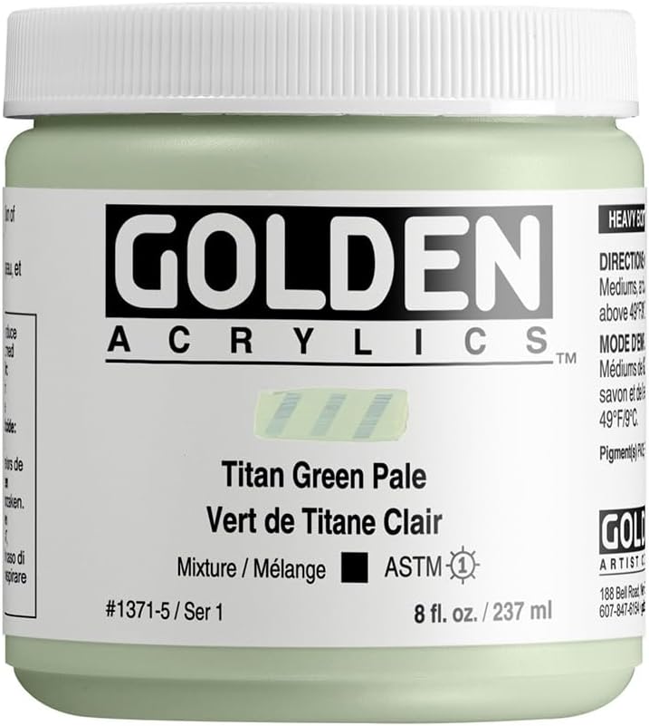GOLDEN Heavy Body Acrylics, Titan Green Pale, 8 fl. oz. Jar, Professional Acrylic Paint, Opaque