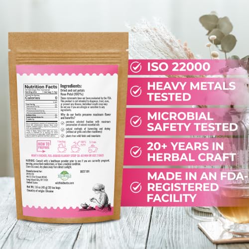 Image of 30 Bags Rose Petal Buds Herbal Tea (Rosa Damascena) - 30 Count 1g Bags Dried Rose Herb Te De Rosa