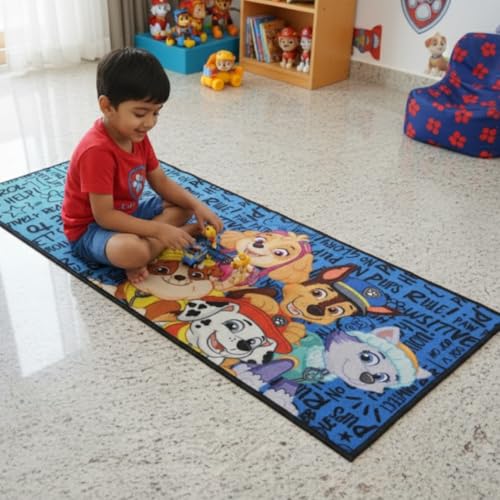 Image of Athom Living Paw Patrol (Blue) Runner Carpet 2x4.5 Ft, Soft Printed Mat with Anti-Skid Backing, Durable Washable Runner for Kids Bedroom, Play Area & Playroom Decor