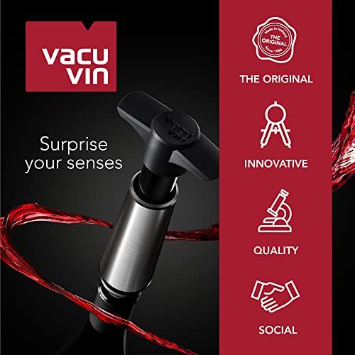 Vacu Vin Wine Saver - Black - 1 Pump 2 Stoppers 2 Servers - Wine Stoppers For Bottles With Vacuum Pump And Pourer - Reusable - Made In The Netherlands #TOP5