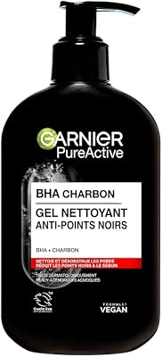 Garnier PureActive Charcoal BHA Blackhead Cleansing Gel 250 ml | BHA & charbon, pore remover, Vegan & cruelty free, clinic...