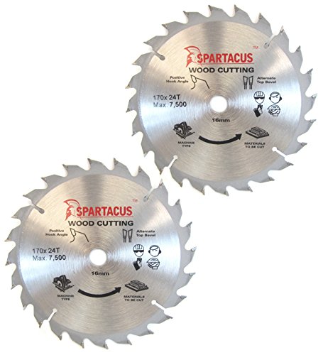 2X Spartacus 170mm Diameter x 24 Teeth x 16mm Bore Wood Cutting Circular Saw Blade