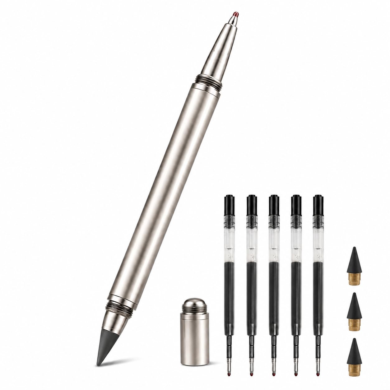 SMOOTHERPRO Metal Pens Gel Ink Pens with Graphite Tip Black Ink Ballpoint