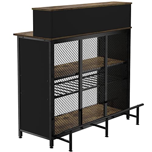 Gdlf Home Bar Unit Mini Bar Liquor Bar Table With Storage And Footrest For Home Kitchen Pub (Brown) #TOP6