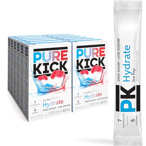 Pure Kick Hydration Singles To Go Drink Mix, Ice Pop, Includes 12 Boxes with 6 Packets in each Box, 72 Total Packets