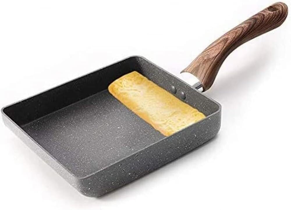 Non-Stick Square Omelette Pan, Portable Small Frying Pan for Eggs, Pancakes, Crepes, Gas Induction Stoves