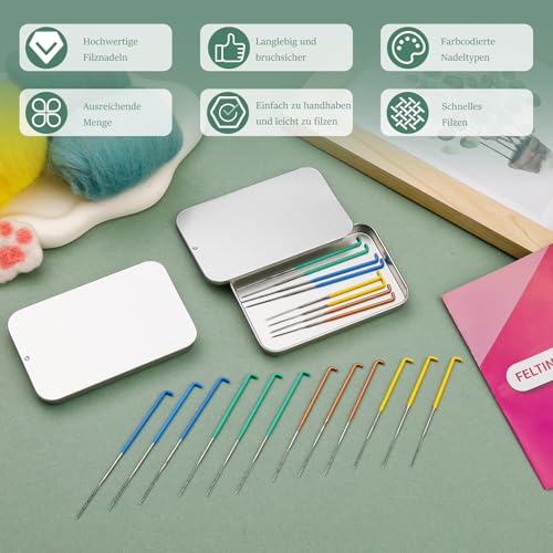 Reovin Filznadel-Set 20 Stück für Trockenfilzen mit Aufbewahrungsbox – Bild 4