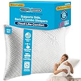 Xtreme Comforts Pillows for Sleeping - Adjustable King Memory Foam Pillow for Side, Back & Stomach Sleepers w/Removable Cooling Zipper Cover - Made in The USA