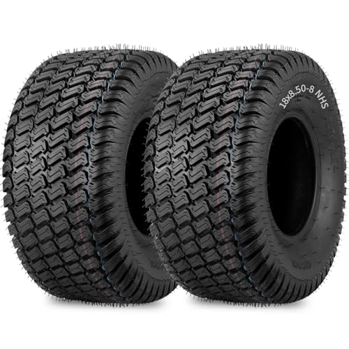 GICOOL 18x8.50-8 Lawn Mower Tire 18x8.5-8 Tractor Lawnmower Tire 4 Ply Tubeless Tire Turf-S Pattern Set of 2
