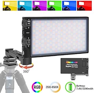 Hagibis RGB LED Video Light, with Built-in Rechargeable Battery,Portable On Camera Light Panel