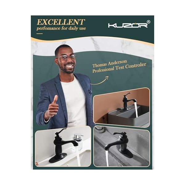   Vintage-Brass-Bathroom-Faucets-5-Minutes-Installation-Antique-Single-Hole-Sink-Faucet-Easy-to-Handle-for-BathroomVanityRv-669-Inch-Faucet-Height-236-Oz-Weight-Matte-Black
