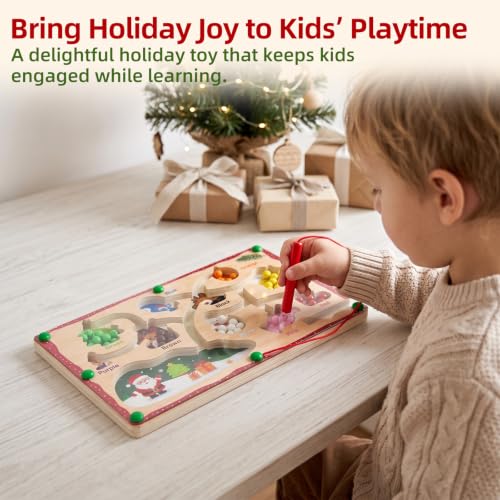 Image of WOODENFUN Magnetic Color Number Maze for Toddlers,Montessori Counting Board
