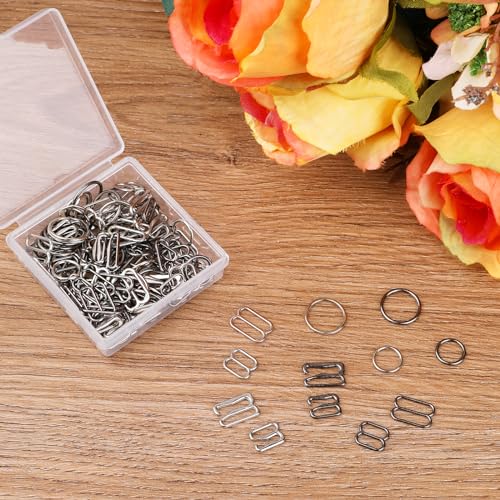 120pcs Bra Strap Hooks for Bikini Halter Swimsuit, Bra Strap Slider Replacement Kit, Metal Bathing Suit Clips Clasp Adjustment Slider for Slip Dress3