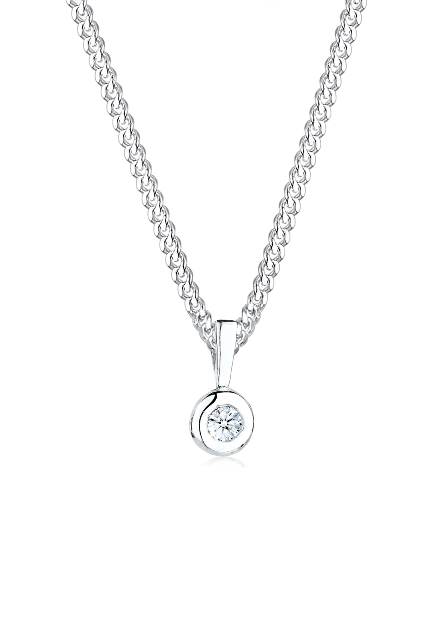 Elli DIAMONDS Necklace Women Circle Round Diamond (0.03 ct.) in 925 Sterling Silver