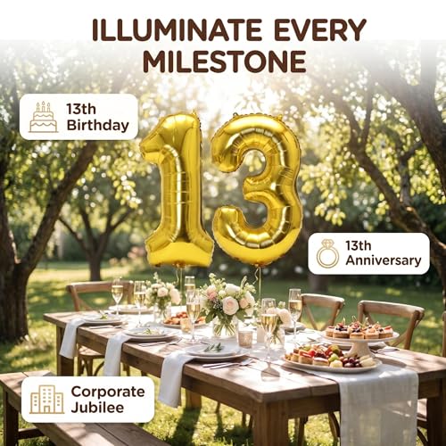 Image of YPSelected 32 Inch Large Foil Helium Number Balloon Birthday Wedding Party 0-9 (Gold, 3)