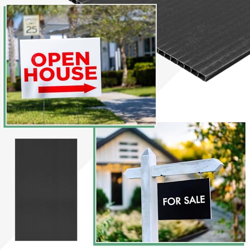 Image of M METERXITY 10-Pack Corrugated Plastic Sheets, 18 Inch x 24 Inch Waterproof Blank Corrugated Poster Board Yard Signs for Garage Sale /Office /Classroom /Party /Lawn Sign Road [3mm Thick, Black]