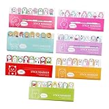 ledmomo 7個 可愛いインデックスラベル付箋 入り ステッキーメモ 書き込み可能 繰り返し使用 学校 オフィス 家用