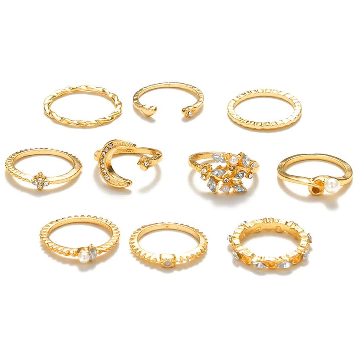 Jewels Galaxy Jewellery For Women Gold Plated Contemporary Stackable Rings Set of 10 (JG-PC-RNGH-2721) (B0BLSV5DLF) Amazon Price History, Amazon Price Tracker