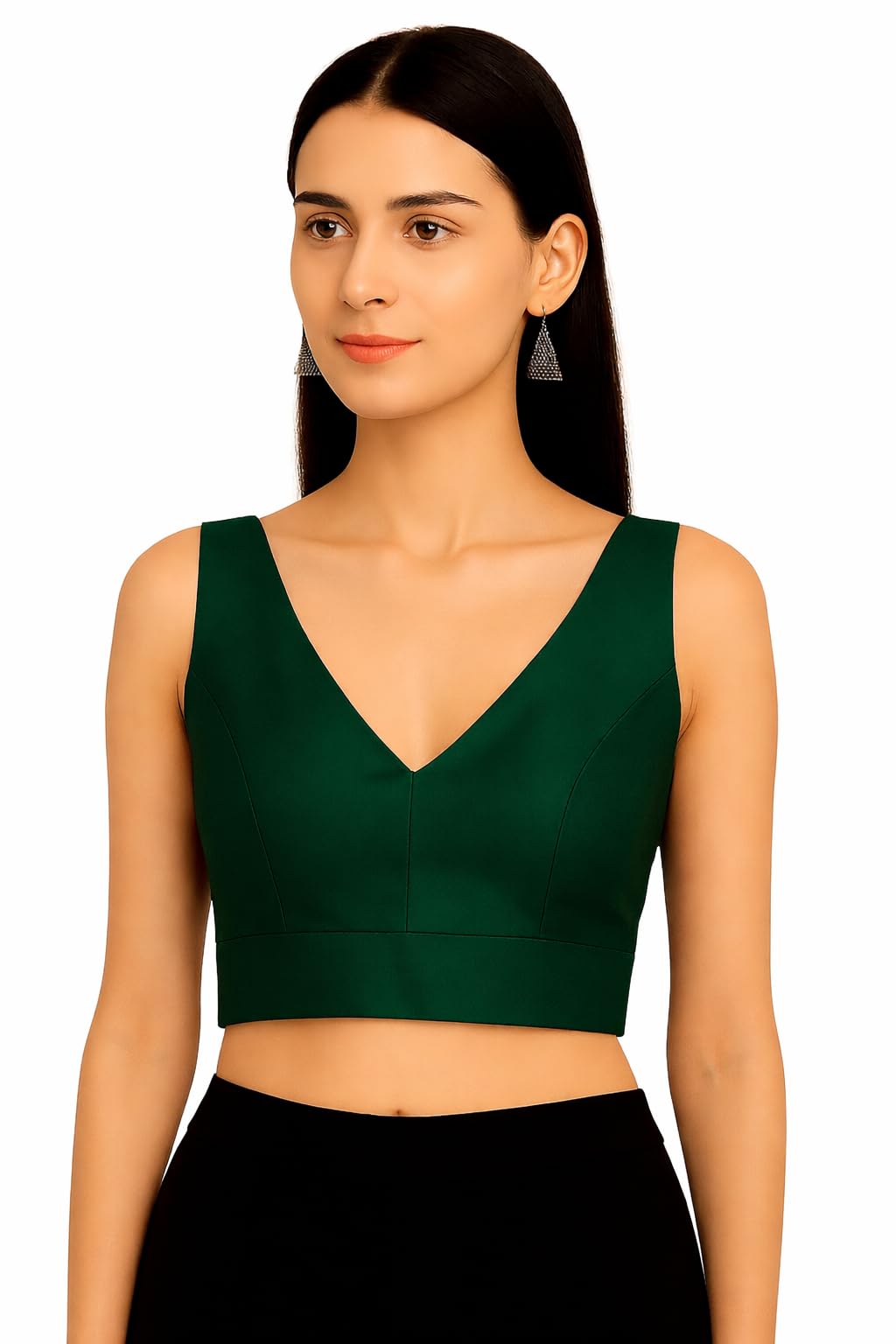 Women's Designer Satin Blouse | Sleeveless V Neck Saree Blouse 28-36 Size | Alterable Bridal, Wedding, Festive Ethnic Readymade Blouse Top