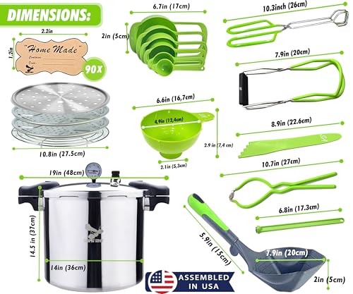 Image of Supa Ant 23 Qt Canning Pot with Canning Supplies Starter Kit - Water Bath Pot with Rack and Lid - Jar Lifter, XL Ladle, Jar Tongs, and Bubble Popper