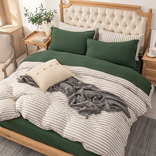 PURE ERA Jersey Knit 4pc Bed Sheet Set 100% T-Shirt Cotton Super Soft Comfy Breathable Fits Mattress Up to 20" Extra Deep Pocket (Solid Forest Green, King)