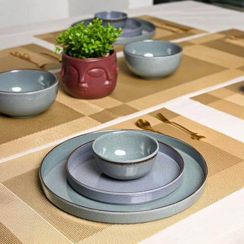 Image of MARKET 99 Melamine Dinner Set of 12 Pcs | Glossy Round Dinnerware & Crockery Set | 4 Full Plates, 4 Quarter Plates & 4 Soup Bowls | Lightweight Tableware Set for Everyday Kitchen Dining