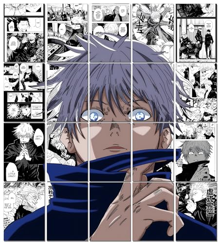 Image of Moment Prints Gojo Satoru Manga Collage Poster Set 2 - Set of 20, 210 mm x 297 mm, 300 GSM Paper, Satoru Gojo Posters, Gojo Poster (Gojo Manga 2) - Glue Dots Included, Cardstock