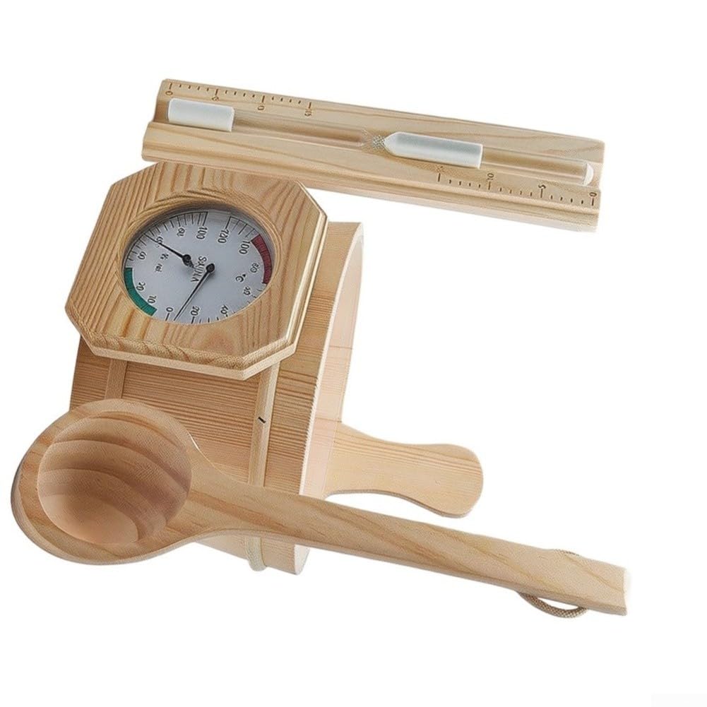 Juego de cubos de sauna de madera de pino 4L con cucharón (rosa)
