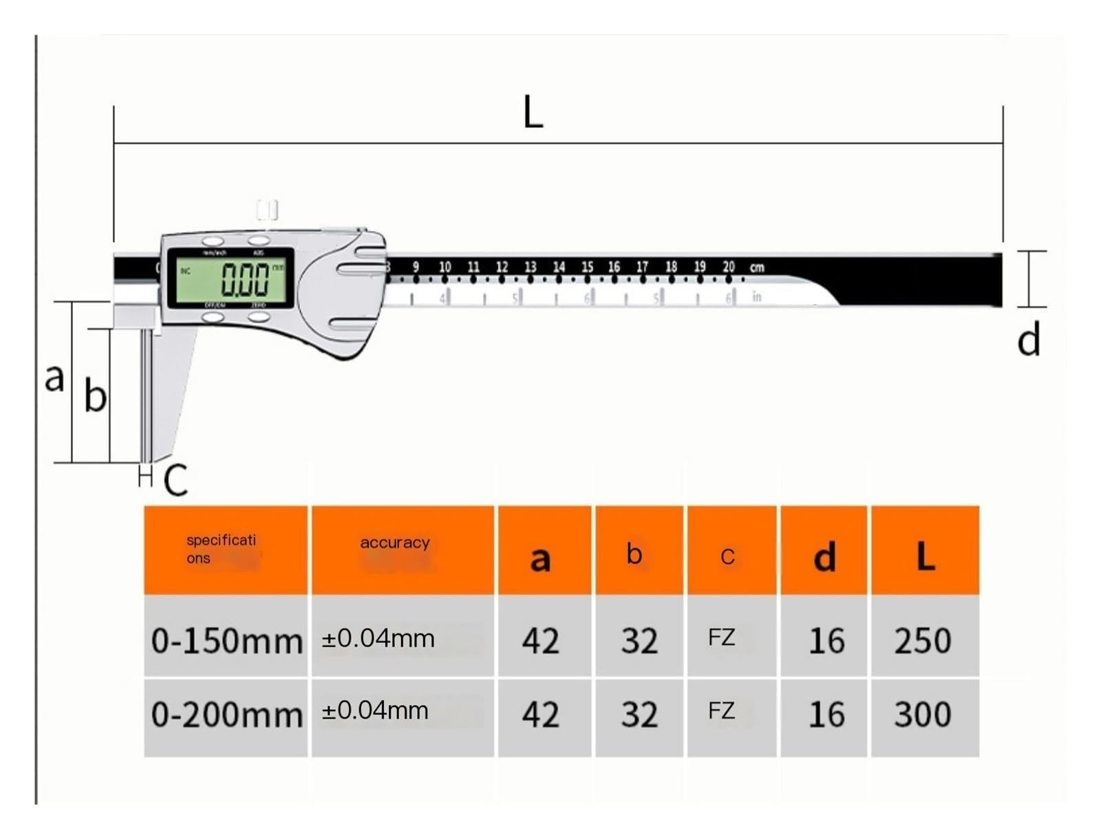 Digitalanzeige-Messschieber 0-150 mm Dickenmessschieber(0 150mm claw length 30mm)