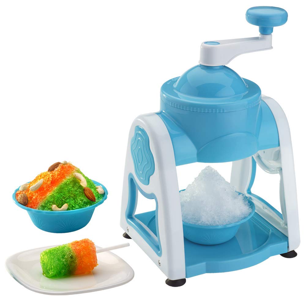 Plastic Ice Gola Slush Maker Ice Snow Maker Machine for Kids Ice Crusher Kit Indoor Outdoor Manual Home with 3 Bowl 1 Glass 6 Sticks and 1 Dish (Multicolor)(Golu),Medium,GM-01
