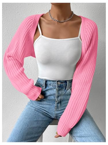 Image of Verdusa Women's Y2k Cropped Cardigan Sweaters Lightweight Knit Open Front Bolero Shrugs Spring Fall Outfits