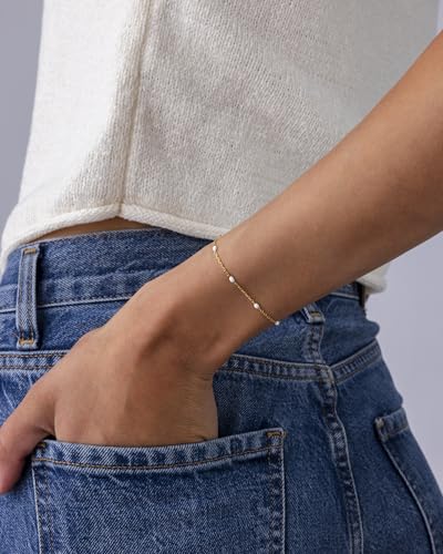 PAVOI 14K Gold Plated Enamel Beaded Bracelets for Women - Colorful Dainty Bead Bracelet - Boho Festival Black, Green, Pink, Turquoise, White Jewelry Gifts2