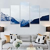 SIGNWIN 5 Panel Canvas Wall Art Snow Mountain for Home Decorations Ready to Hang - 60