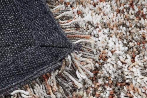 Image of FIASCO Tie Dye Shaggy Carpet Bedside Runner | 2 Inch Pile Height Back in Canvas for Bedroom, Kids Room, Guest Room Microfiber Soft Plush Fluffy Shaggy Carpet | 1.5x4 Feet Orange Ivory Mix