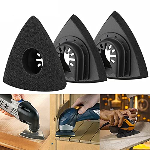 Universal Triangular Hook & Loop Oscillating Multitool Sanding Pads, Quick Release Wood Sanding Pads, 80mm/3.15 inch, Black, Pack of 4 - Image 3