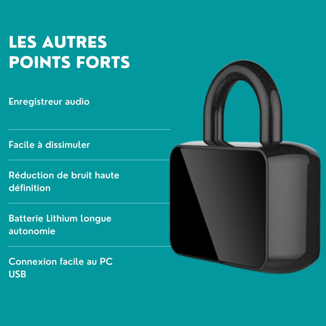 Cadenas Enregistreur Vocal Espion 8 GO