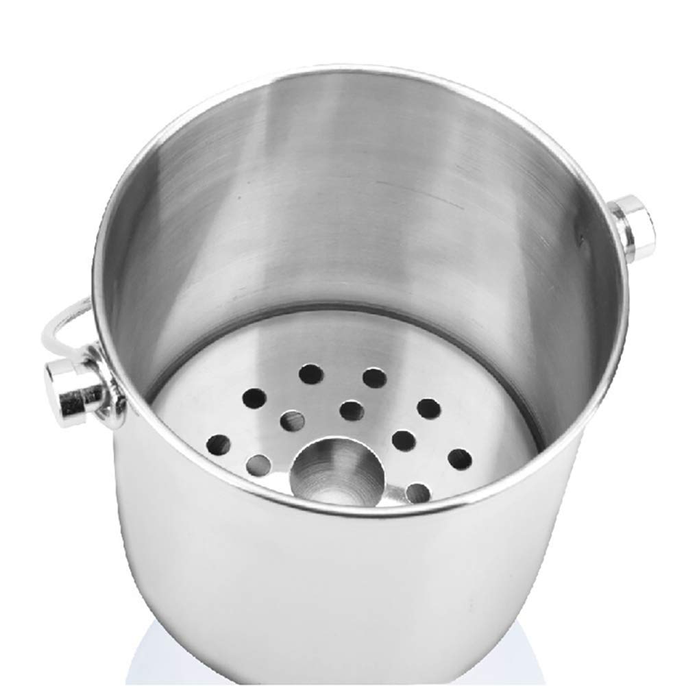 Secchiello Ghiaccio Acciaio Inox Con Coperchio - Doppia Parete Isolata 3L Per Feste