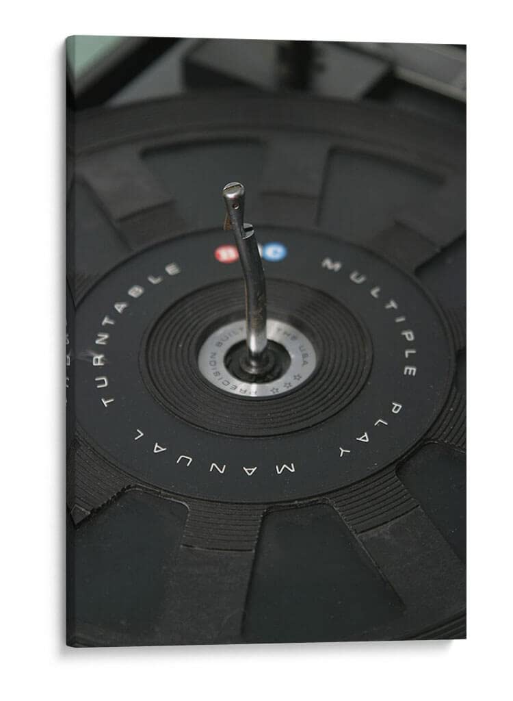 Canvas Lab Canvas Wall Art Decor Turntable III by the Artist Renee W. Stramel – Size: 24 x 36 in - Art subject: Architecture,Black and White,Music,Photography,Retro