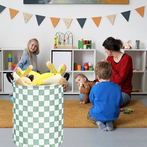 Image of Sage Laundry Basket Kids Hamper Gifts Storage Basket Toys Box Large Canvas Collapsible Organizer Bins for Home /Dorm /Kitchen /Pet /Office /Closet /Shelf /Gift Baskets
