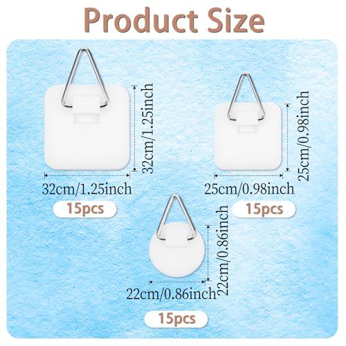 Image of Larrel 45 Pcs Adhesive Plate Hangers for The Wall, Picture Hangers Without Nails 3 Different Sizes Adhesive Hooks for Hanging for Kitchen Bathroom Shower Outdoor Home Improvement