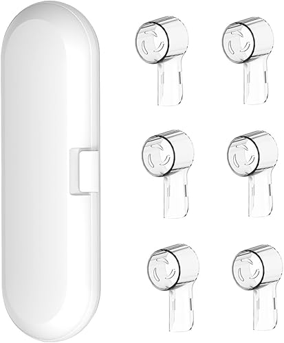 Estuche de viaje para cepillos de dientes eléctricos Oral-B y 6 fundas reutilizables para cabezales de cepillos de dientes compatibles con cabezales