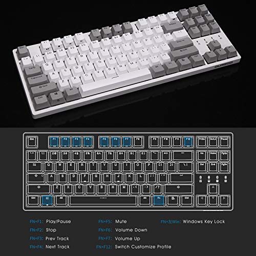 Image of DURGOD Taurus K320 TKL Mechanical Gaming Keyboard - 87 Keys - Double Shot PBT - NKRO - USB Type C (Cherry Silent Red, White)