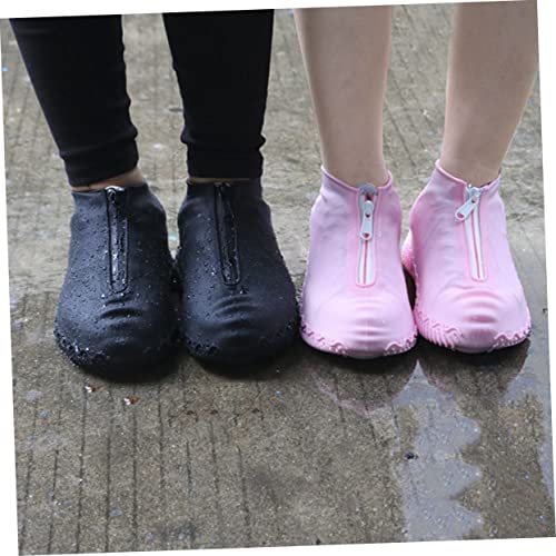 Couvre-chaussures imperméables en silicone noir taille unique pour la pluie - 5