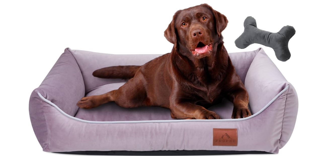 FUUFEE Lux Dog Bed | 100x80 cm | Cozy Sofa for Large Dogs | Comfortable and Washable | with Removable Cover | Perfect for Your Pet's Rest and Relaxation | Pastel
